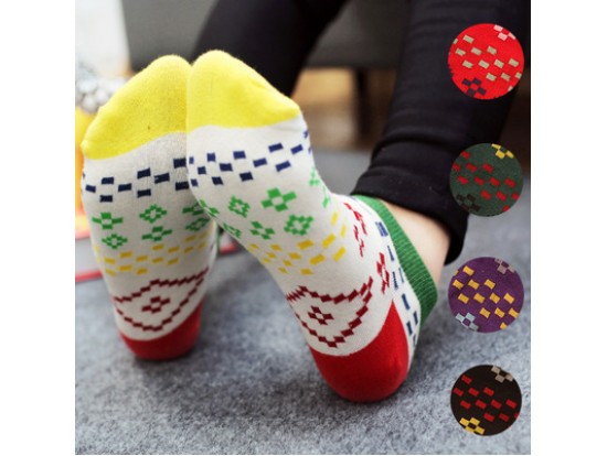 เซต5คู่ ถุงเท้าแฟชั่นผู้หญิง ลายคลาสสิก เนื้อดี 