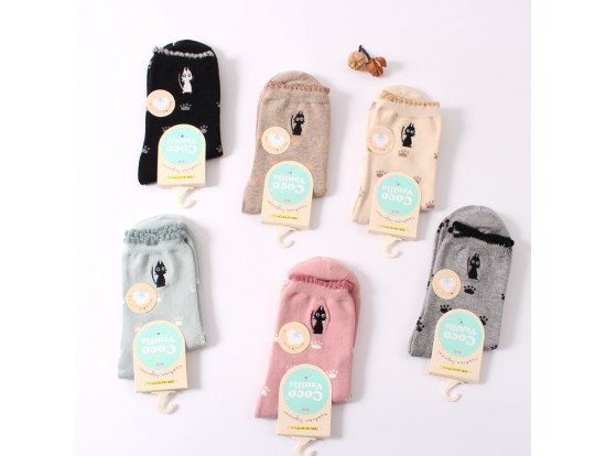 เซต5คู่ ถุงเท้าน่ารัก ลายเท้าแมวเหมียว เนื้อดี