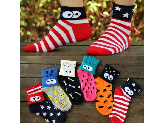 เซต6คู่ ถุงเท้าแฟชั่น ลายแนวๆ ข้อส้น